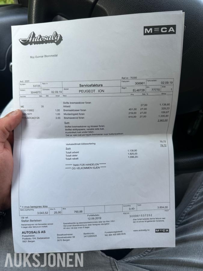 2011 Peugeot iOn, s+v dekk eu ok 05.2027 107500km