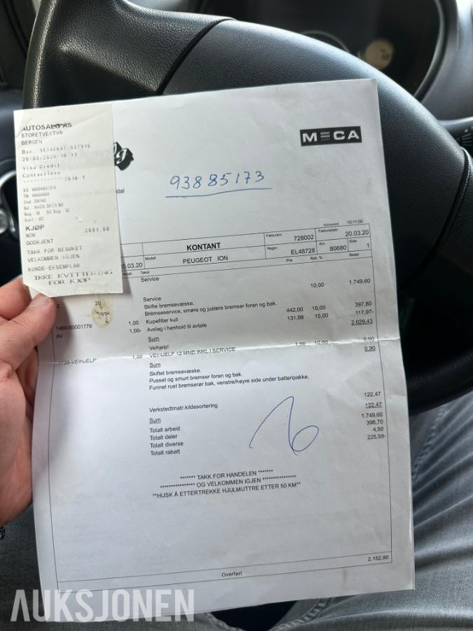 2011 Peugeot iOn, s+v dekk eu ok 05.2027 107500km
