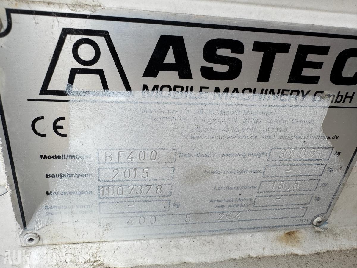 2015 Astec BF400 kantutlegger med BM feste