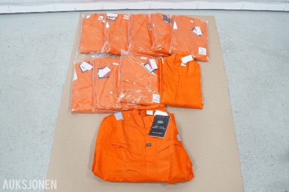 10 stk GSA multinorm arbeidsplagg – 9 kjeledresser + 1 jakke – Str. 62 (2XL)