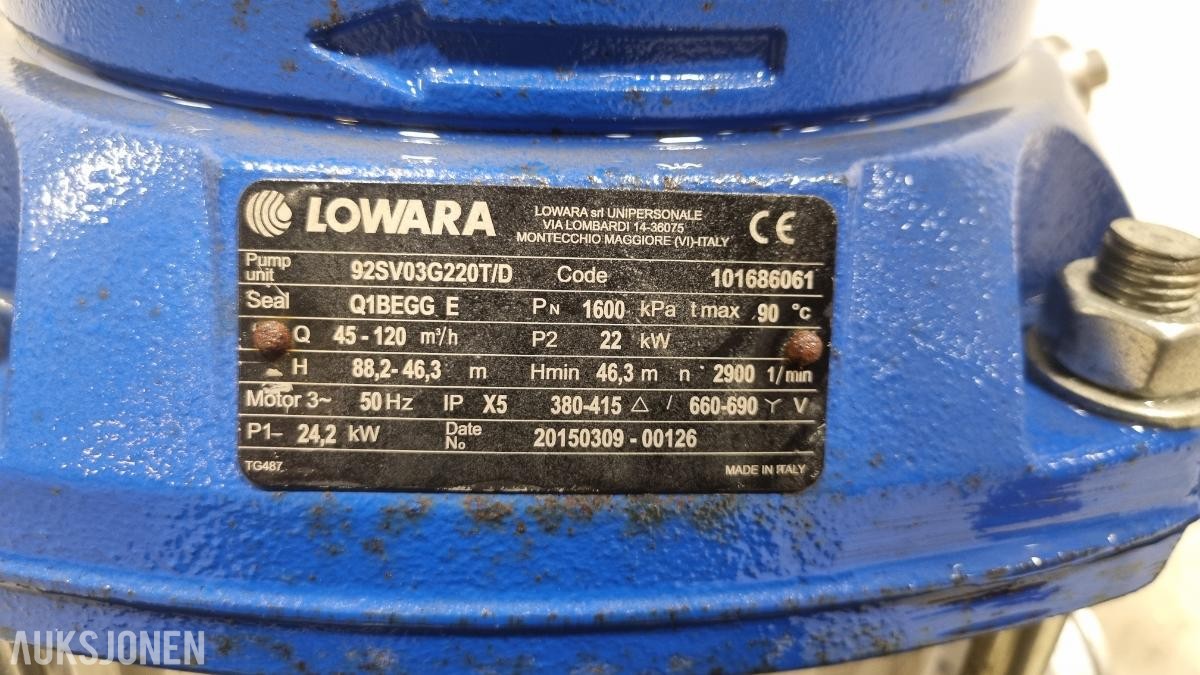 2015 Lowara 92SV03G220T/D – Vertikal flertrinns pumpe, 22 kW