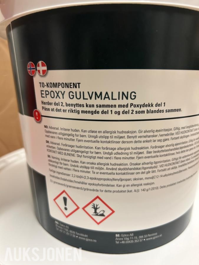 Epoxy ca 330 m2 / 65 kg. Ny/uåpnet leveringsklar