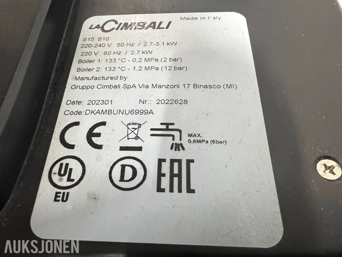 2023 La Cimbali S15 helautomatisk kaffemaskin