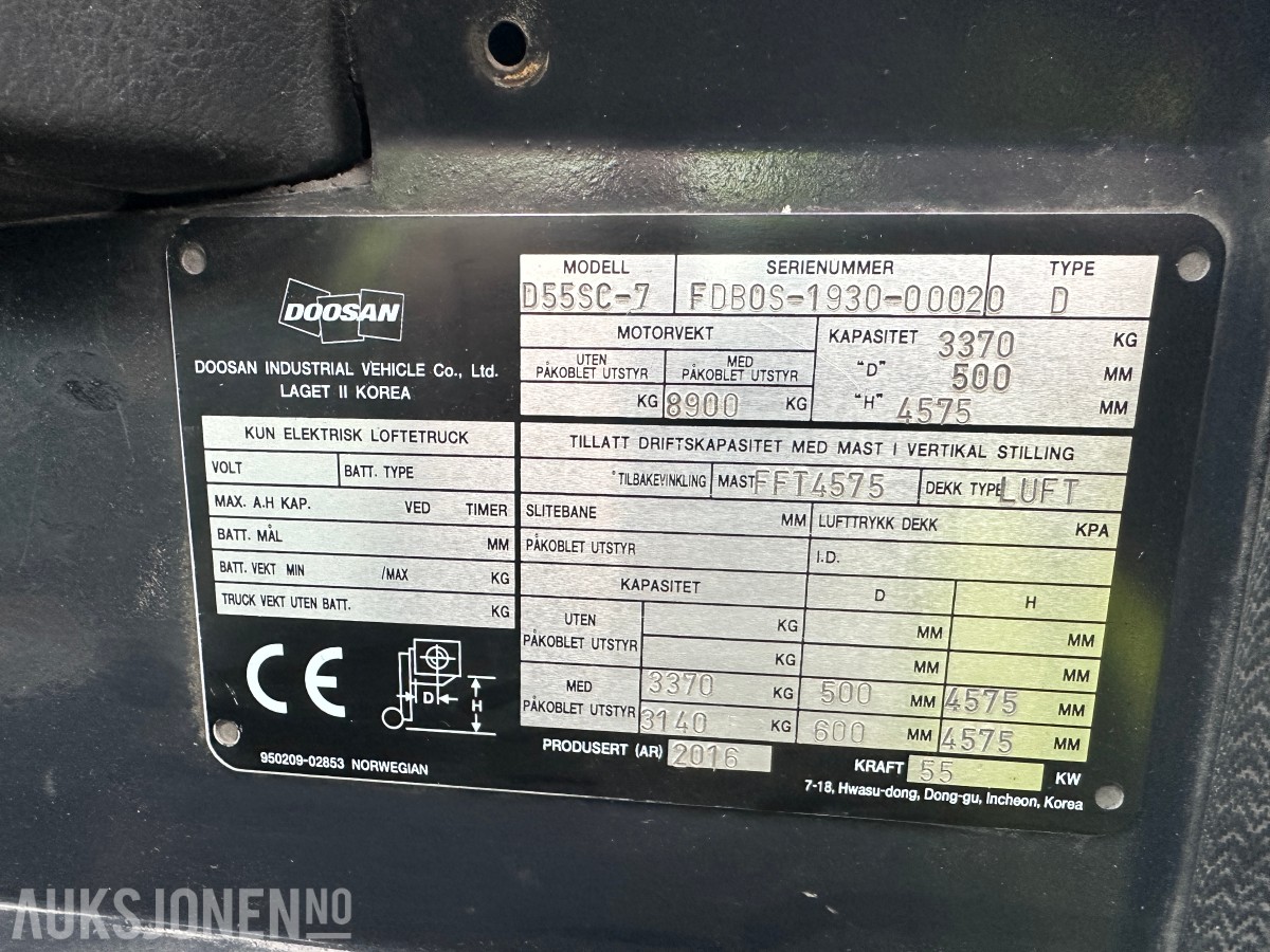 2016 Doosan D55SC-7 dieseltruck 