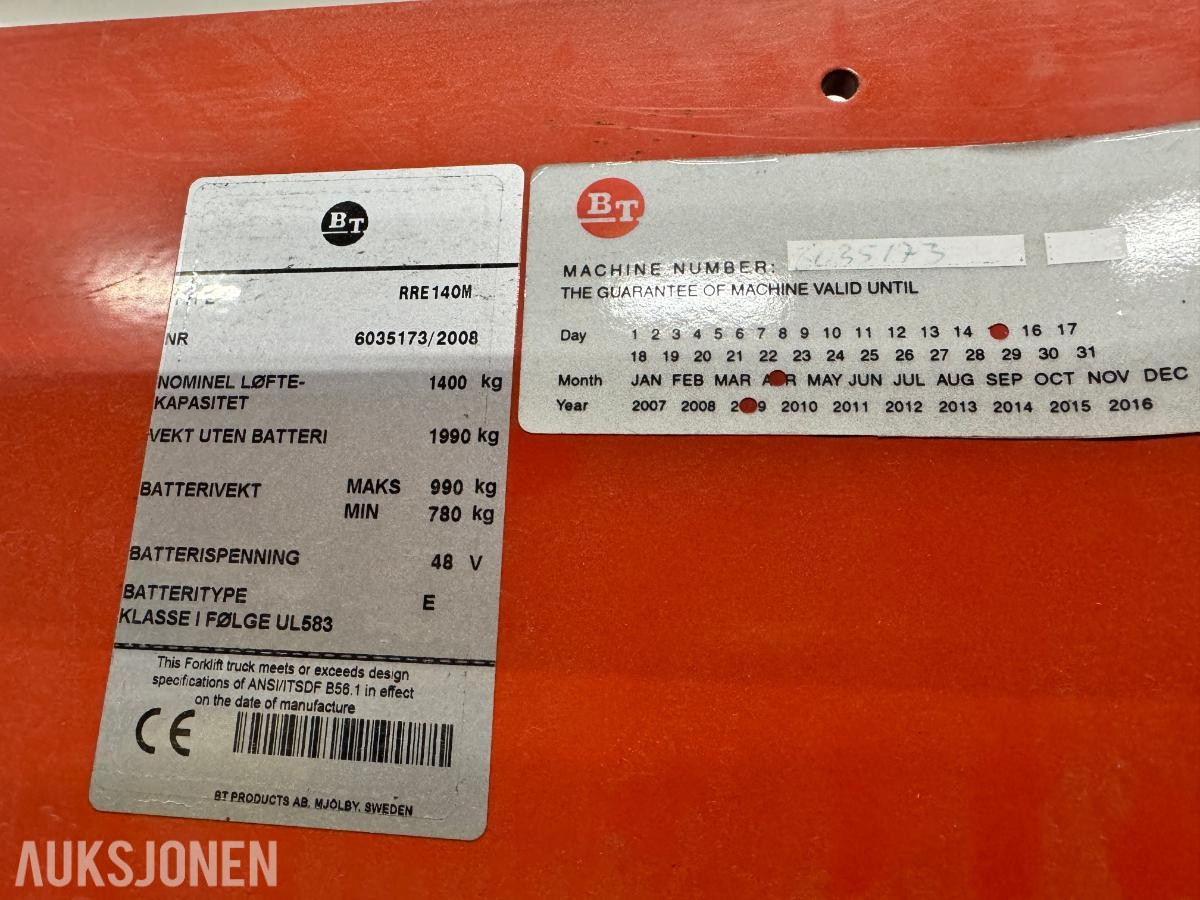 2008 BT (Toyota Material Handling) skyvemasttruck RRE 140M ELEKTRISK