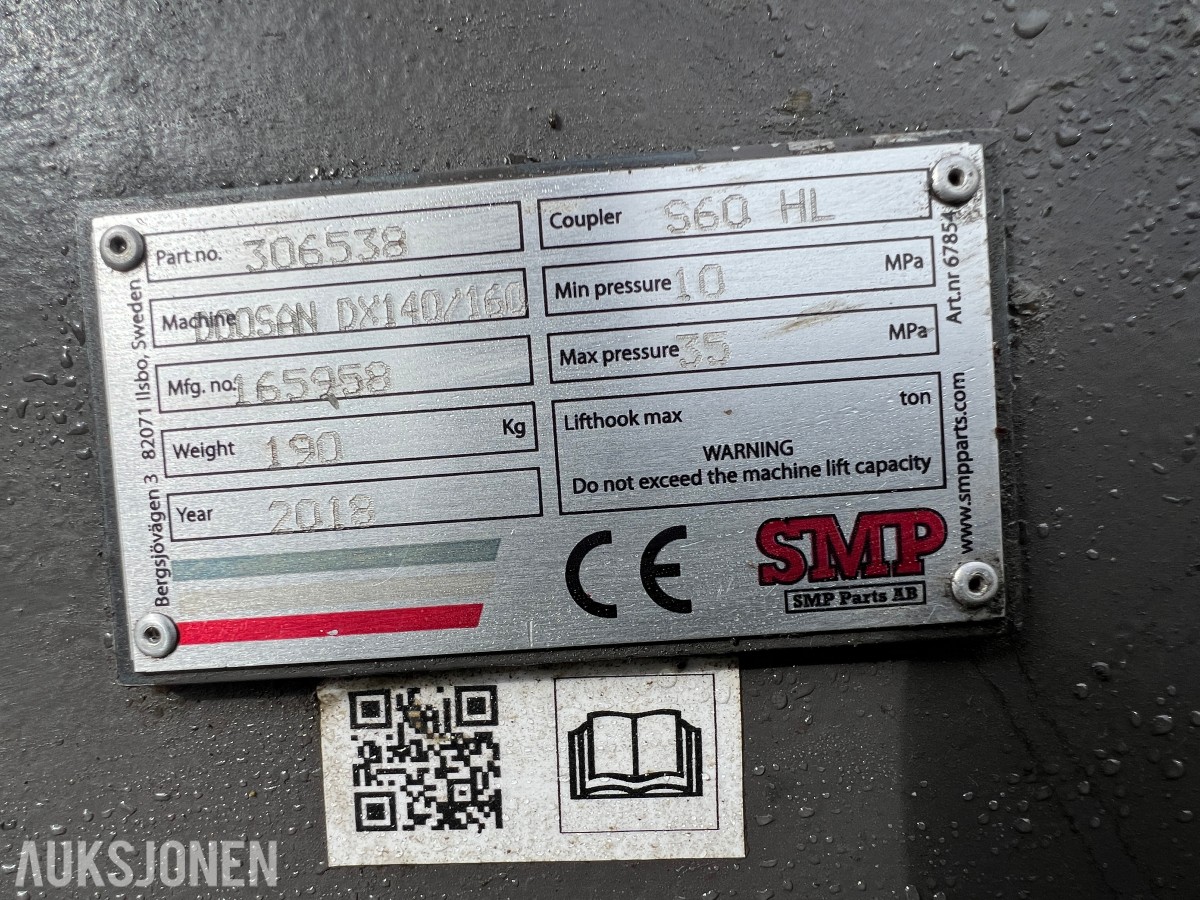 2019 Doosan DX160W-5,Sorteringsskuffe og sorteringsklype