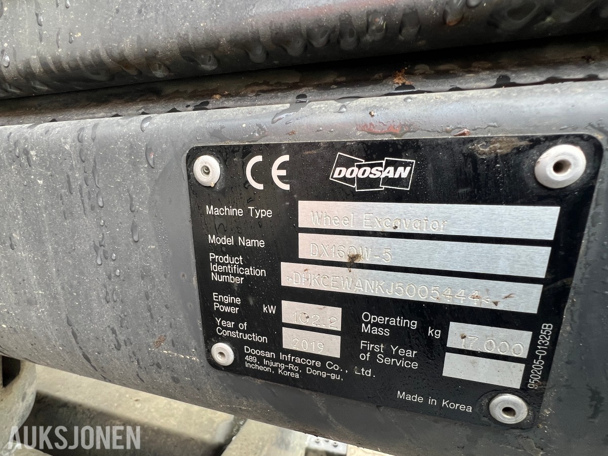 2019 Doosan DX160W-5,Sorteringsskuffe og sorteringsklype