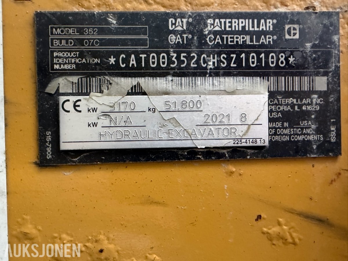 CAT 352 07C hybrid maskin - 1000V faststrøm 