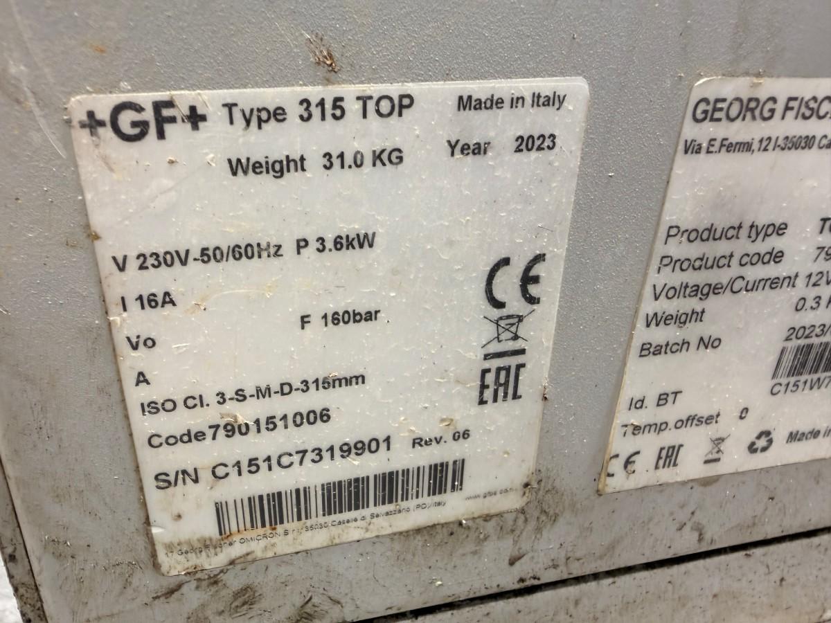 2023 GF 315 TOP PE-rørsveisemaskin 90–315 mm med reduksjonssett