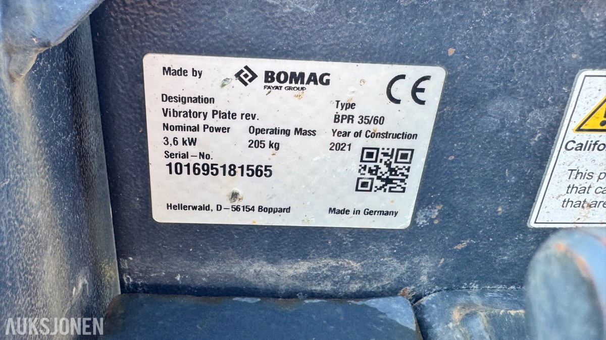 2021 Bomag BPR 35/60 Vibroplate