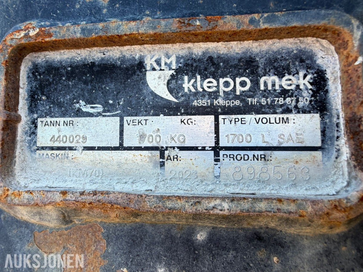 2023 Klepp Mek Dyrkingskuffe KM70 1700Kg 1700L Tann:440029 x4