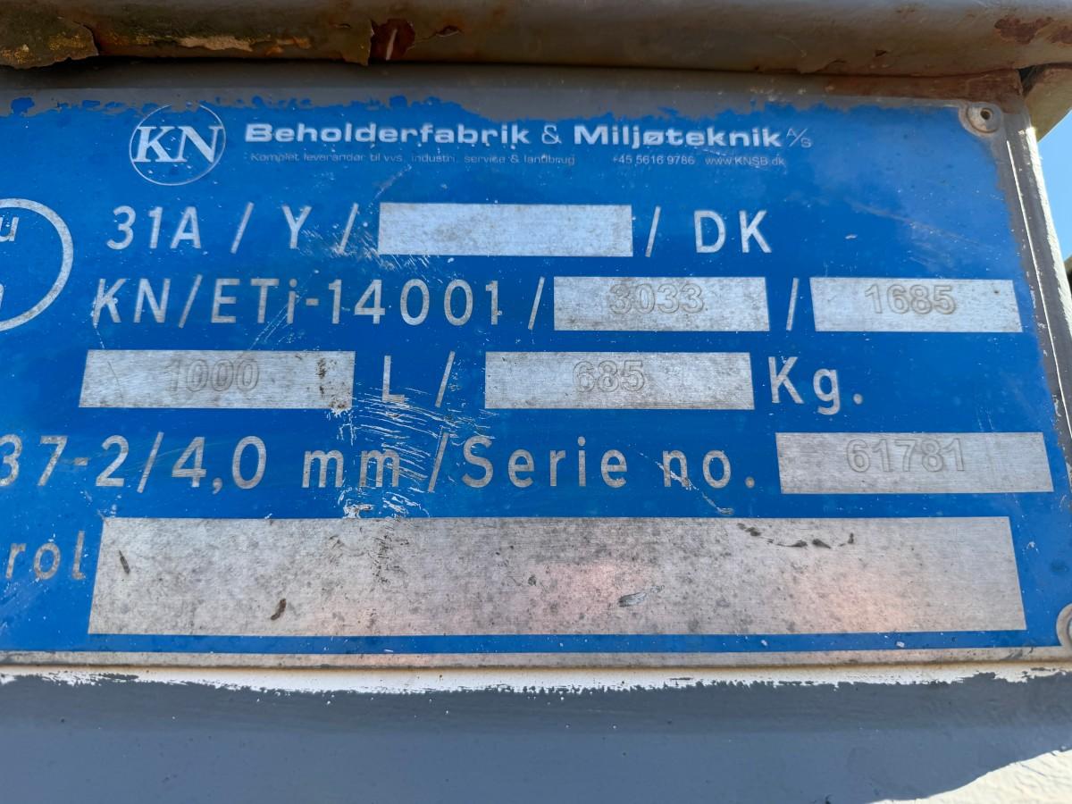 ADR dieseltank 1000L – dobbelvegget 'KN TANKEN' / KNSB – mobil og godkjent løsning