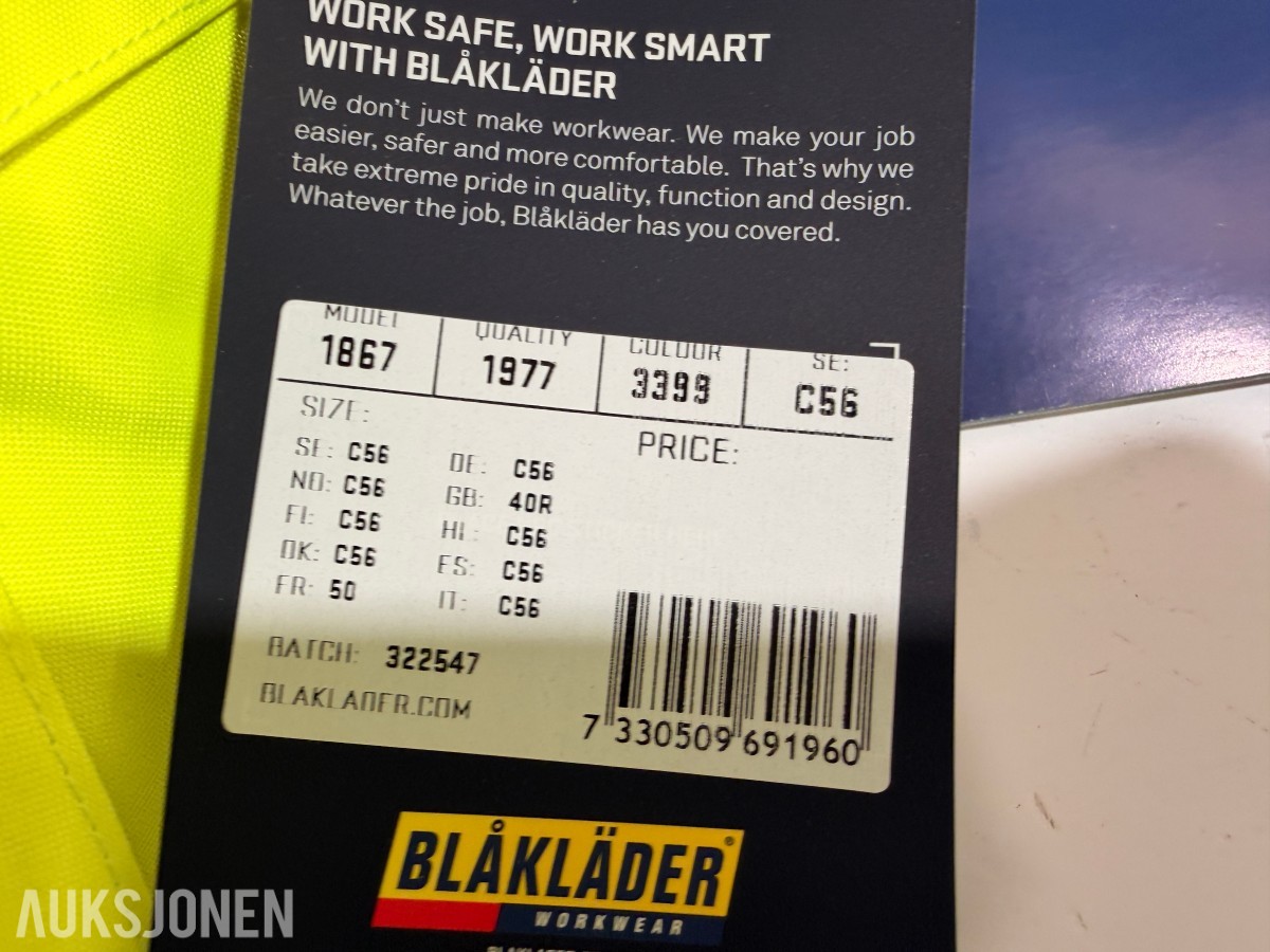 Parti med 58 stk arbeidsbukser – Blåkläder, Bjørnkläder og multinorm varselbukser