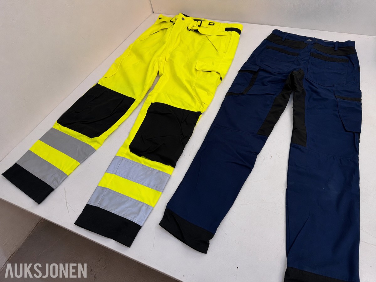 Parti med 58 stk arbeidsbukser – Blåkläder, Bjørnkläder og multinorm varselbukser