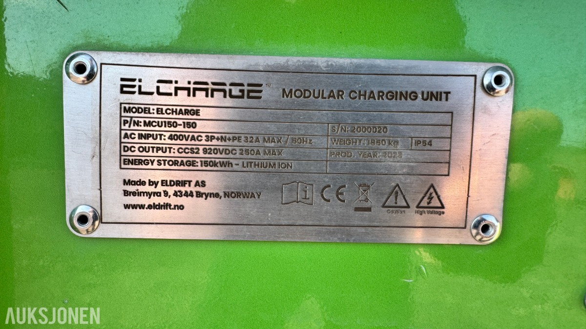 2023 ELCHARGE Mobil hurtiglader – 150 kWh batteribuffer – CCS2