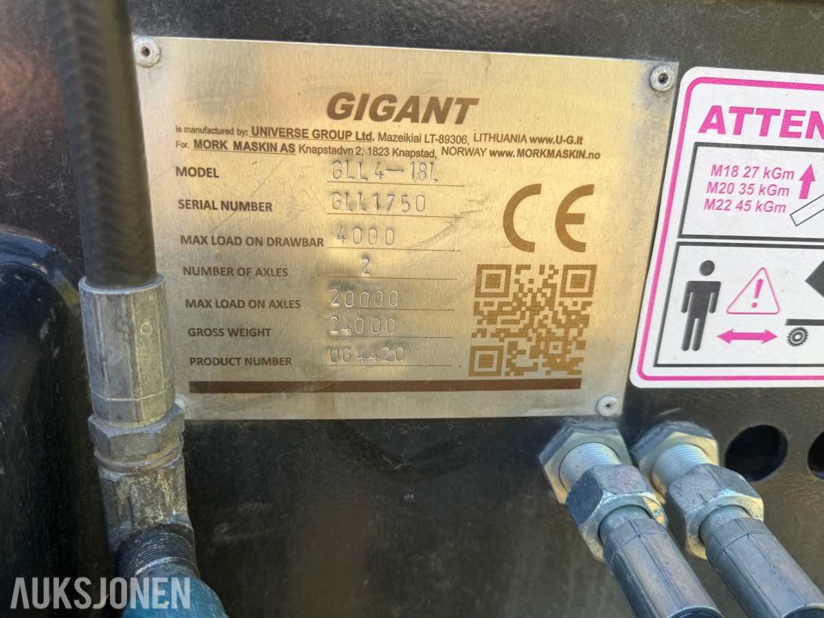 2023 Gigant GLL4-18LHS maskinhenger