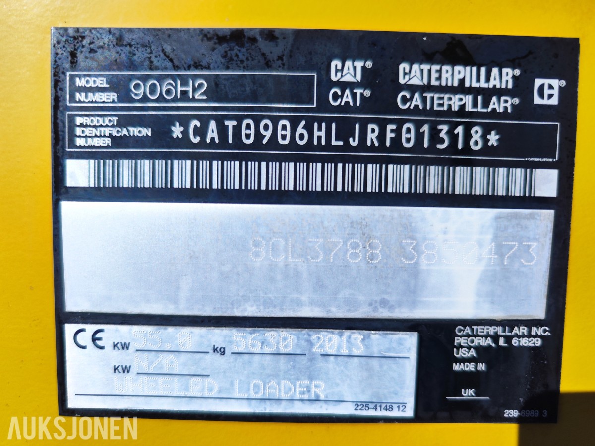 2013 CAT 906H2 hjullaster - lavt timetall – godt utstyrt