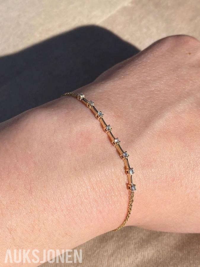 0.25ct diamantarmbånd i 14K gull. Helt naturlige diamanter! Med Takstbrev!