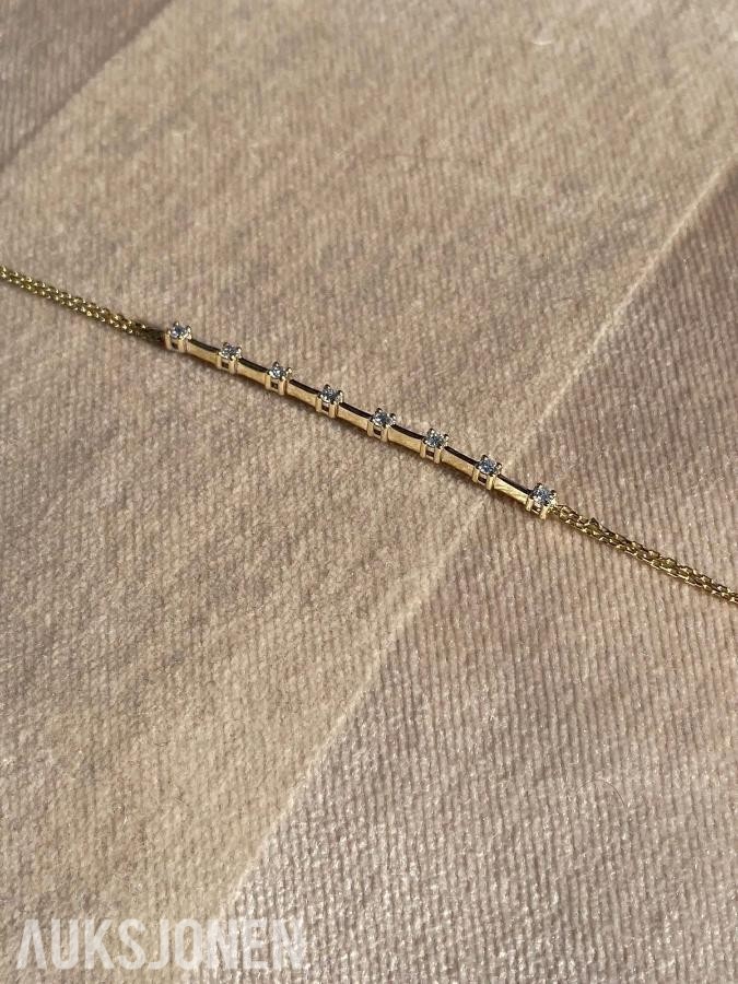0.25ct diamantarmbånd i 14K gull. Helt naturlige diamanter! Med Takstbrev!