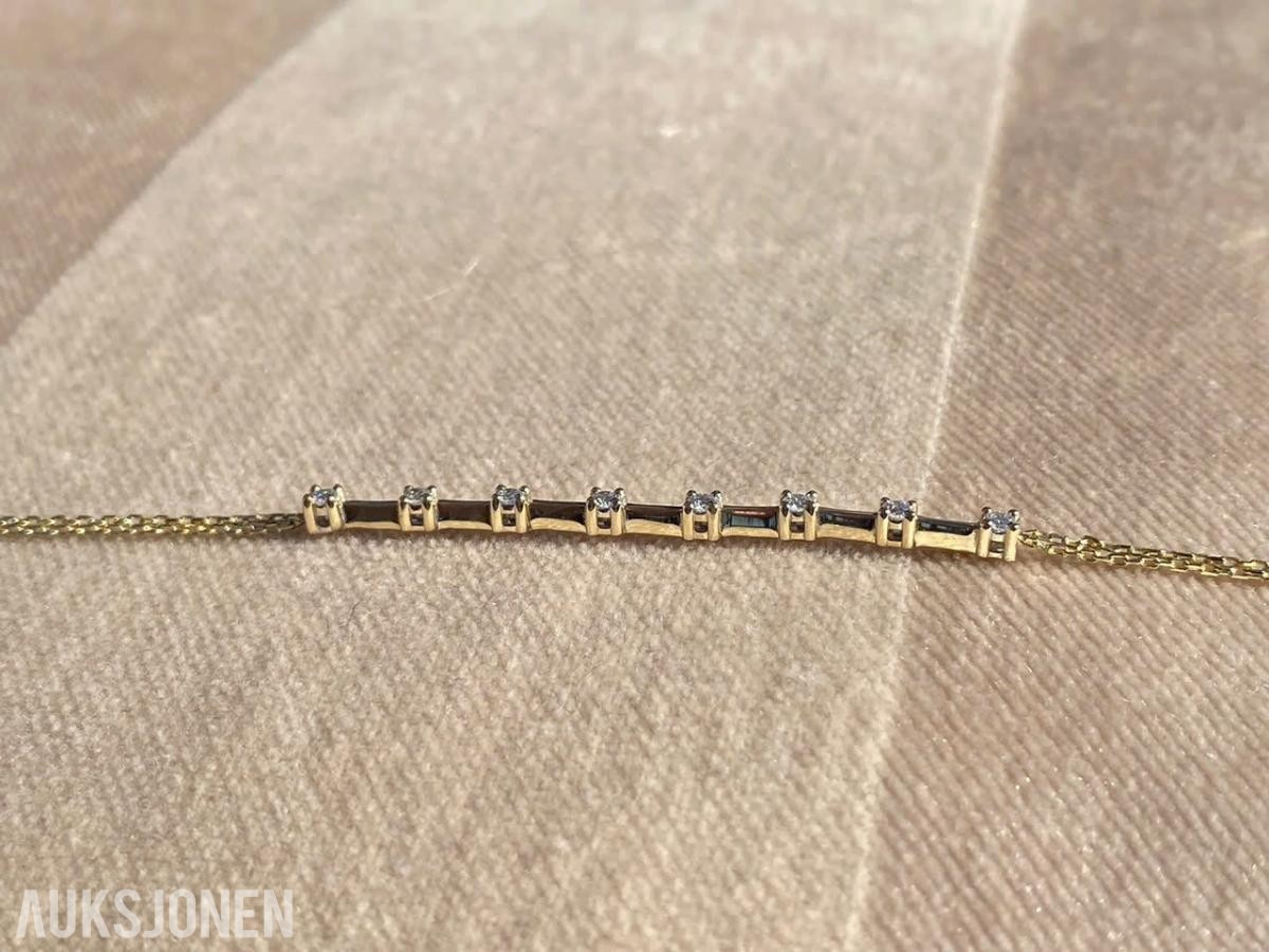 0.25ct diamantarmbånd i 14K gull. Helt naturlige diamanter! Med Takstbrev!