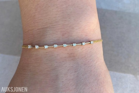 0.25ct diamantarmbånd i 14K gull. Helt naturlige diamanter! Med Takstbrev!