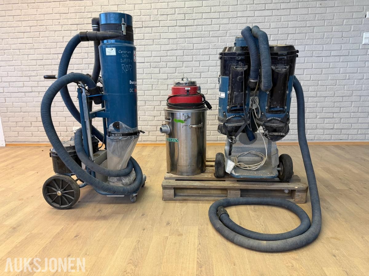 3 x industristøvsugere: Dustcontrol DC3900, DC2500 Twin og Pullman PV300P)