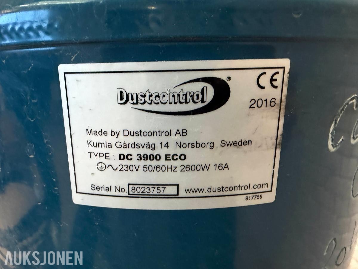 3 x industristøvsugere: Dustcontrol DC3900, DC2500 Twin og Pullman PV300P)