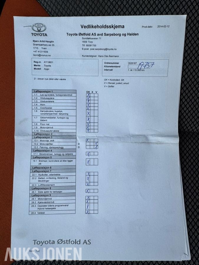 2012 Toyota Aygo, 1.0-68, 92500km