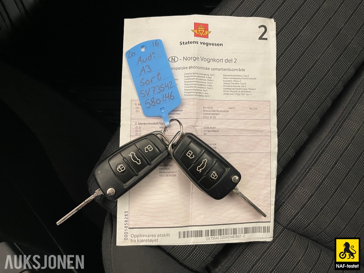 2016 Audi A3 AMBITION AUTOMAT HENGERFESTE SPORTSSETER NAVI CRUISE