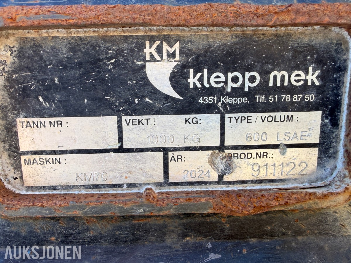 2024 Klepp Mek Grøfteskuff 600L, KM70, Skjærfront