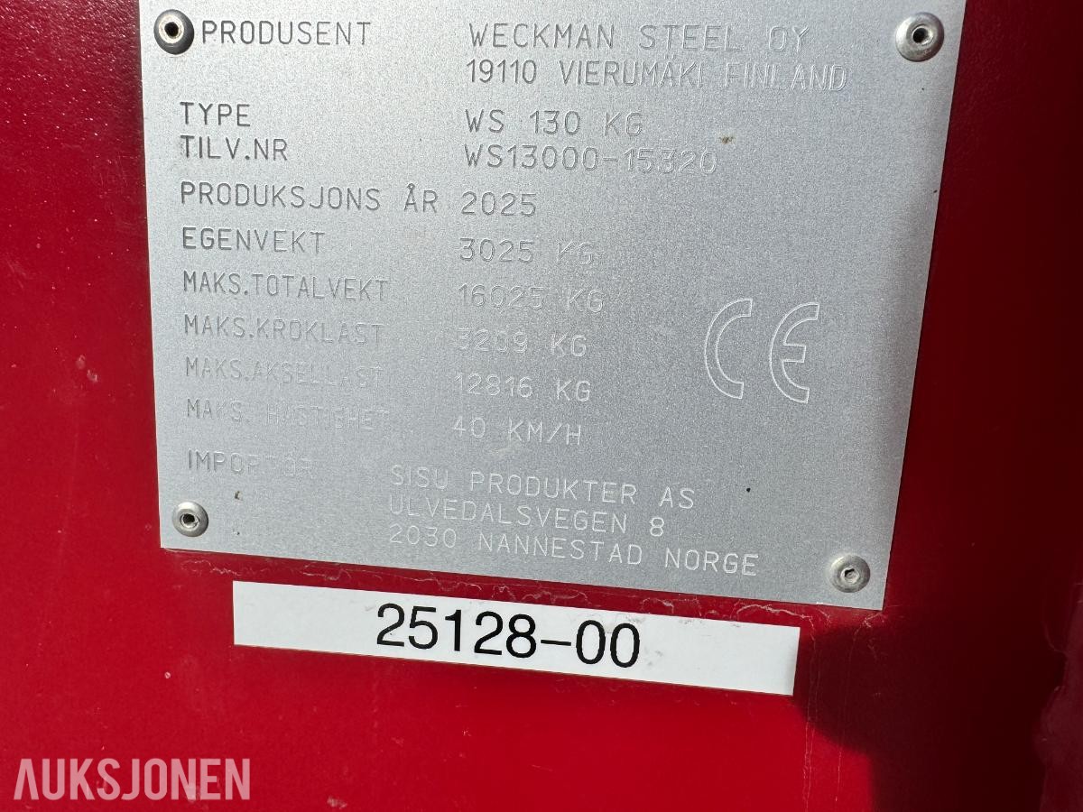 2025 Weckman Ws130Kg volumhenger kornhenger