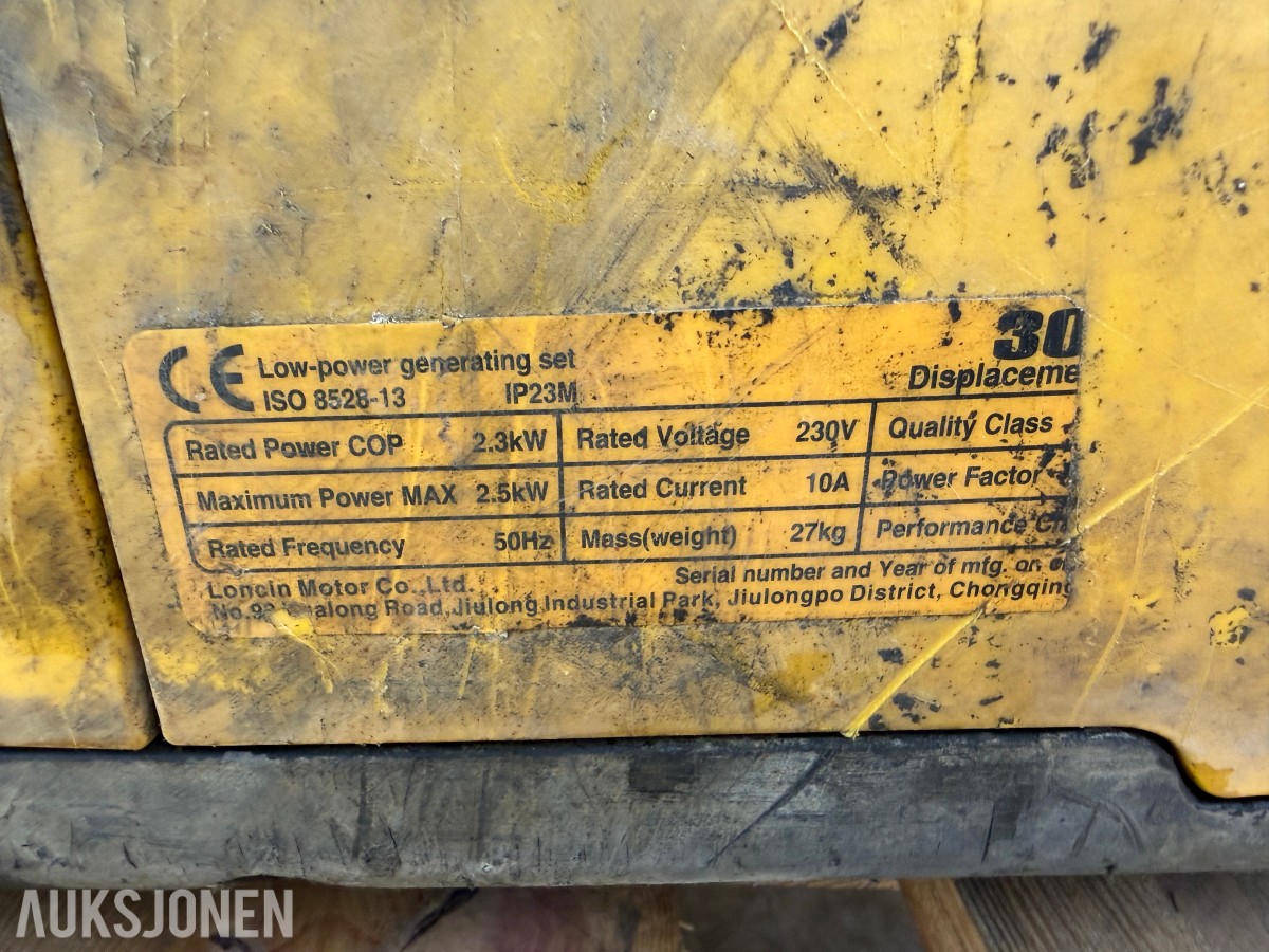 Loncin 3000i inverter strømaggregat 230V