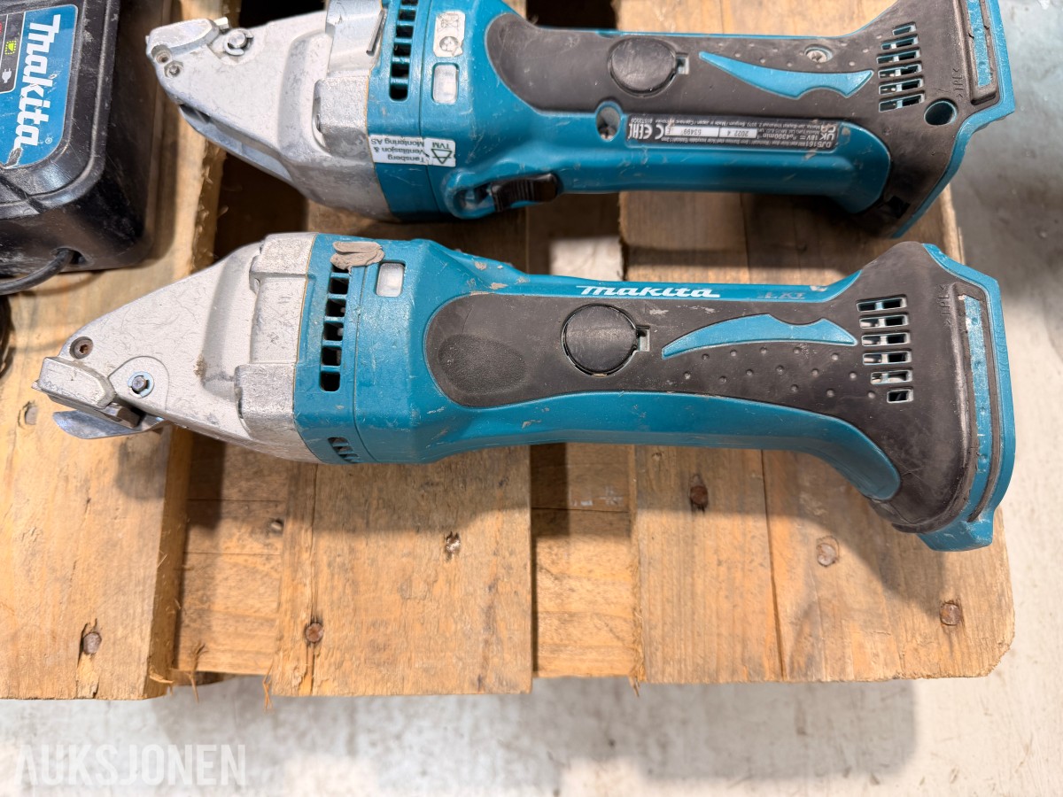 Stor Makita verktøypakke – vinkelsliper, borhammere, driller, platesaks m.m.