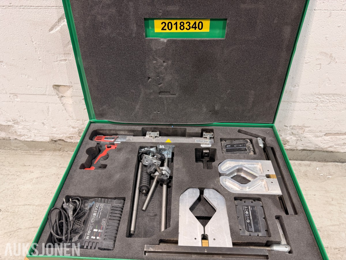 Aquatherm rørfusjonsverktøy med Milwaukee C18 ID 18V, batterier og jiggsystem