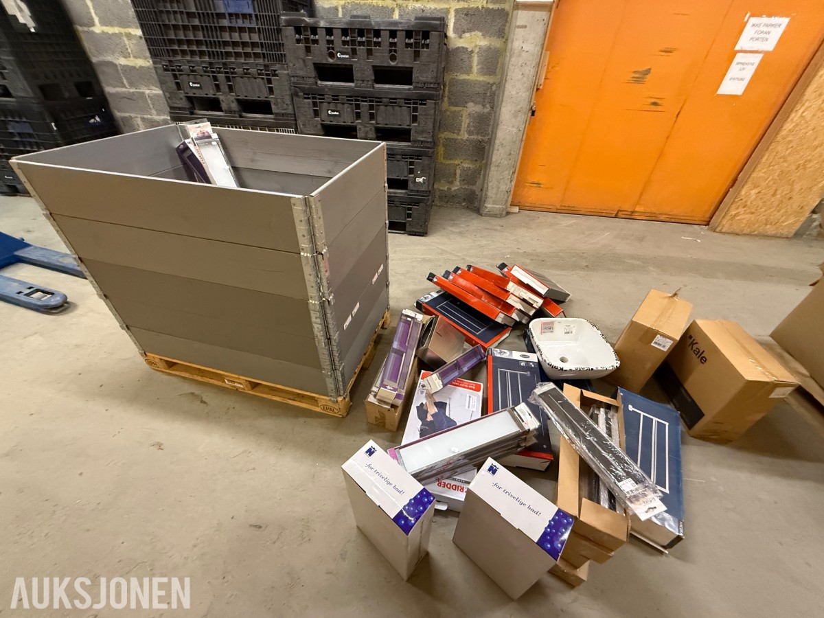Pall med utstyr til baderom 