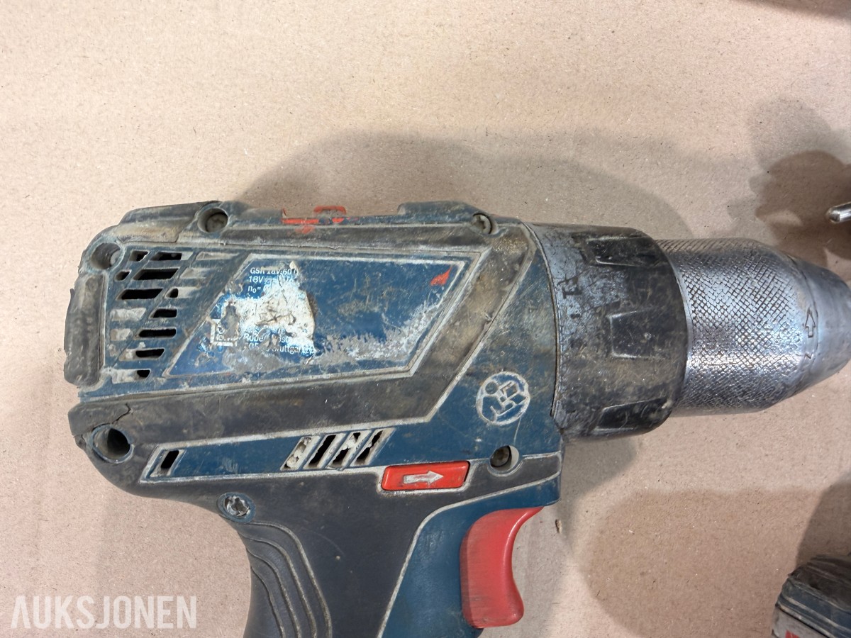 Bosch verktøypakke 18V – drill, muttertrekker, vinkelsliper, laser og tilbehør