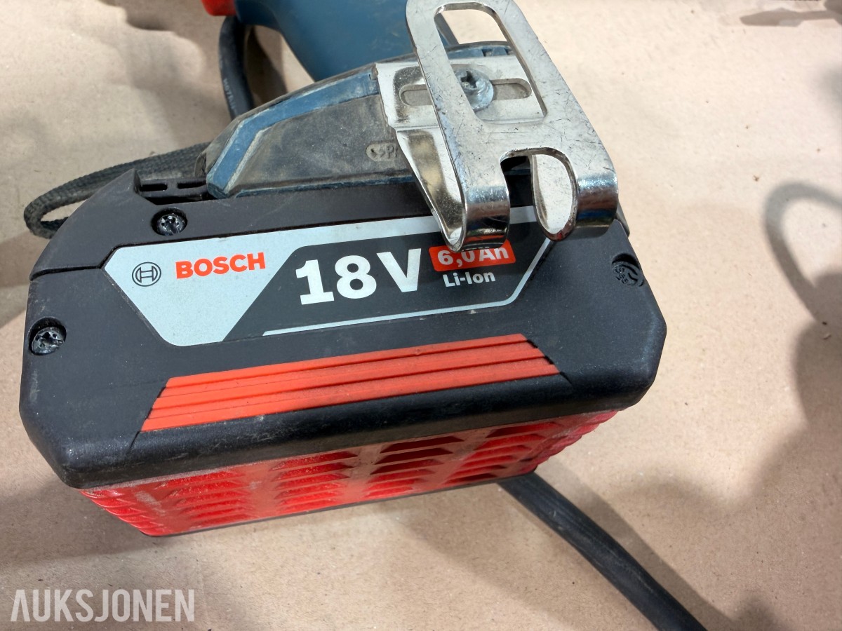 Bosch verktøypakke 18V – drill, muttertrekker, vinkelsliper, laser og tilbehør