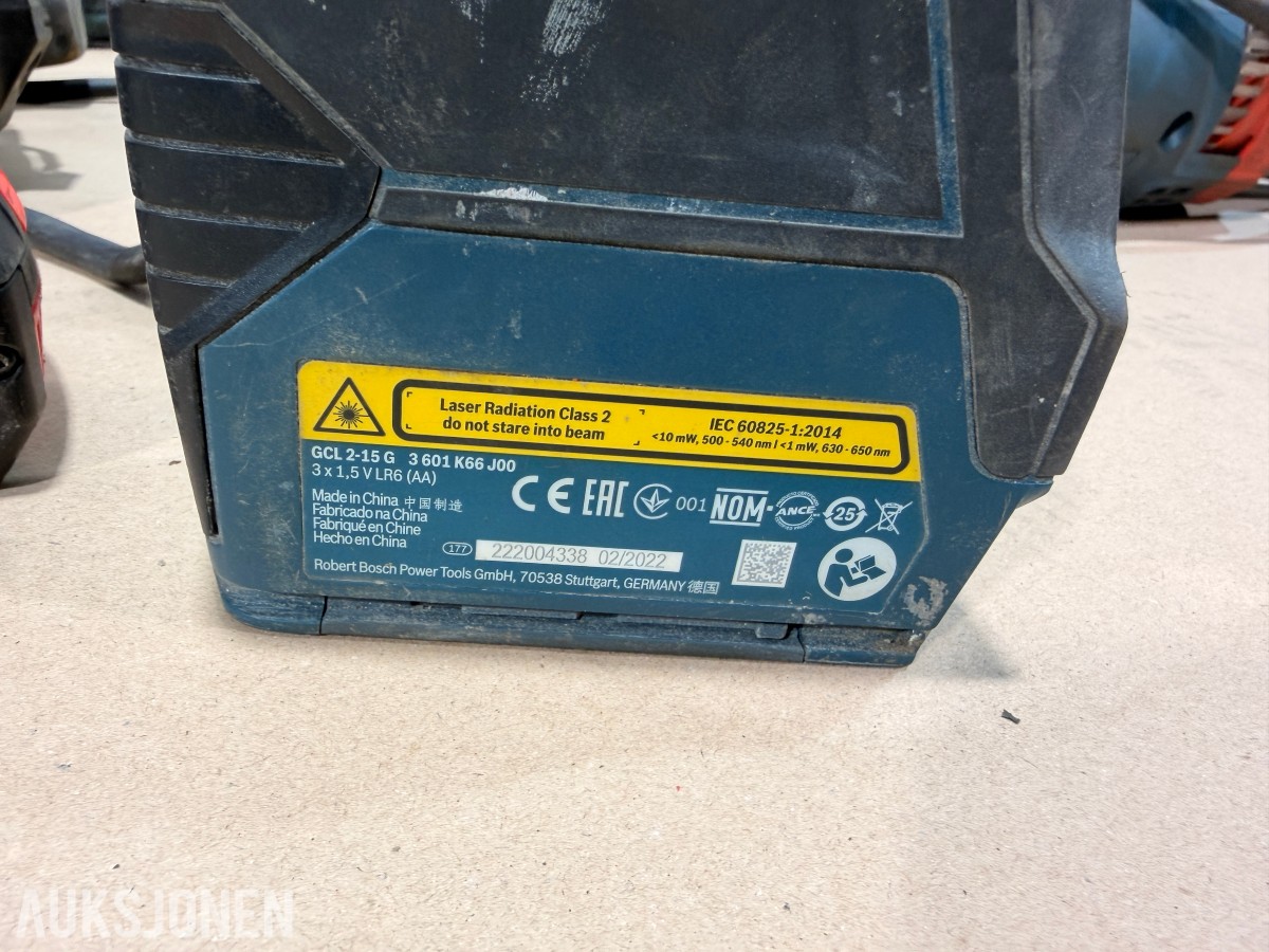 Bosch verktøypakke 18V – drill, muttertrekker, vinkelsliper, laser og tilbehør