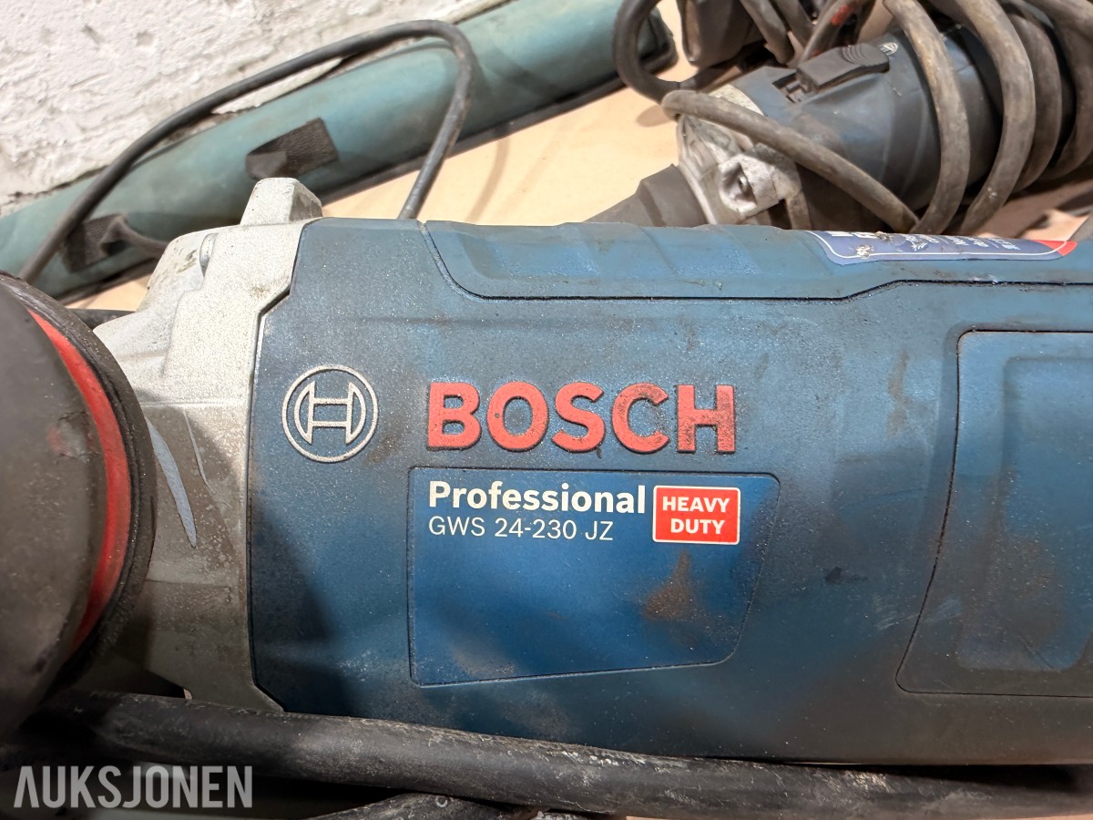 Bosch verktøypakke 18V – drill, muttertrekker, vinkelsliper, laser og tilbehør