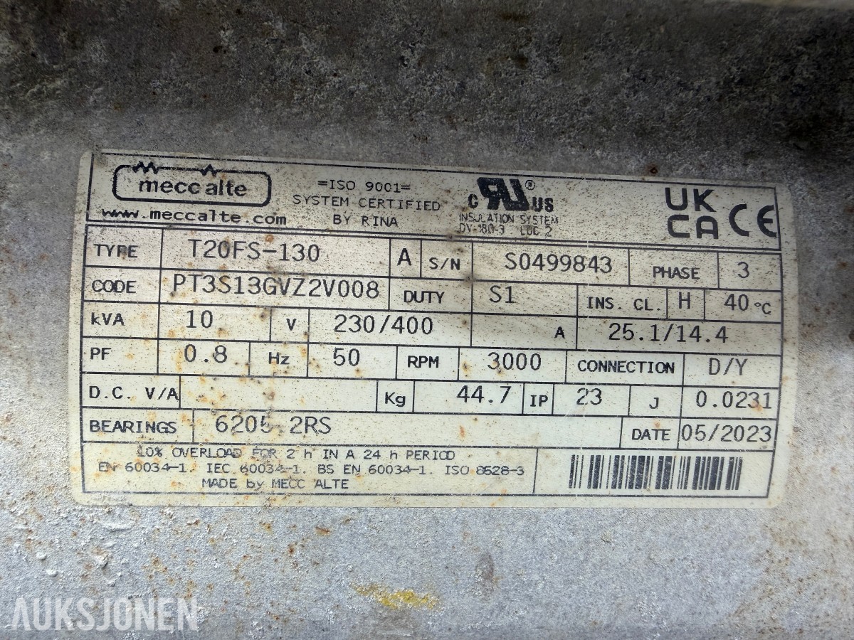 Inmesol AH-850 strømaggregat 400V 3FAS med Honda GX390