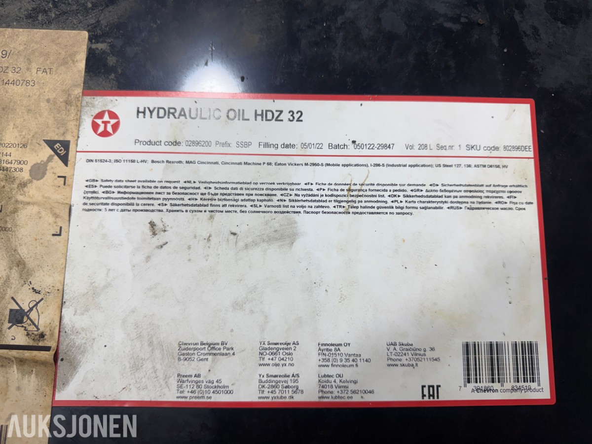 Texaco Hydraulic Oil HDZ 32 – 208L fat