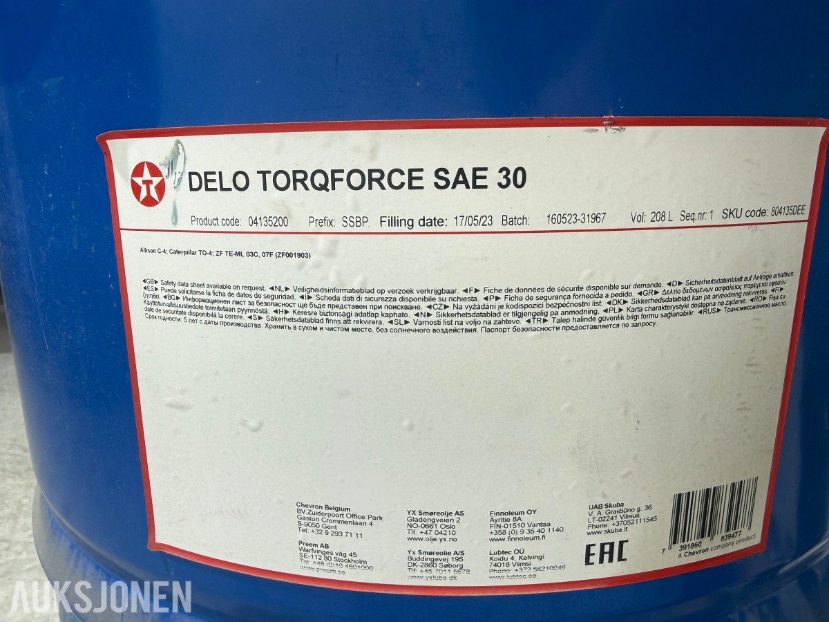 Texaco Delo TorqForce SAE 30 – 208L fat