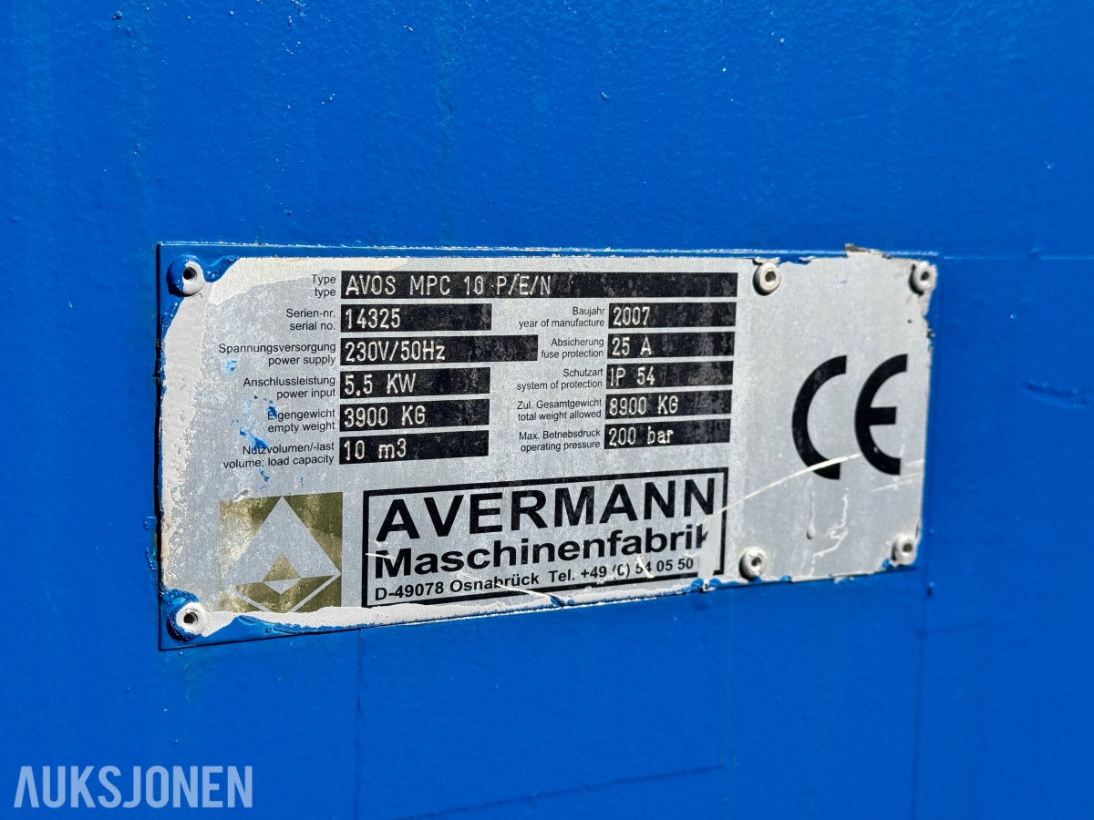 2007 Avermann AVOS Avfallskomprimator 10m3 