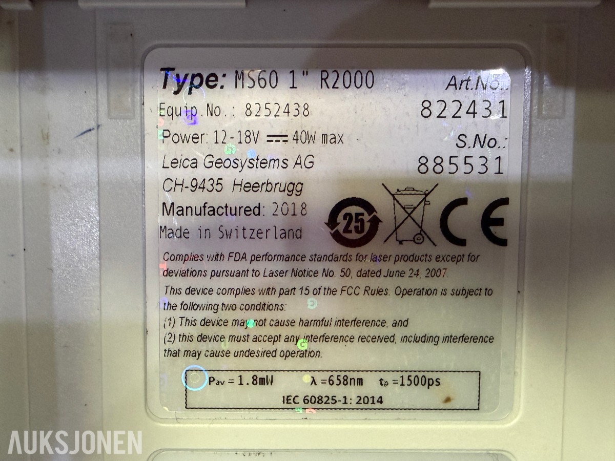 2018 Leica Nova MS60 MultiStation med transportkasse
