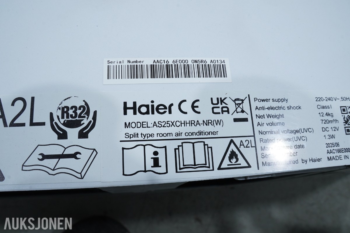 2025 Haier varmepumpe 1U25KEHFRA-NR(N) + tilbehør
