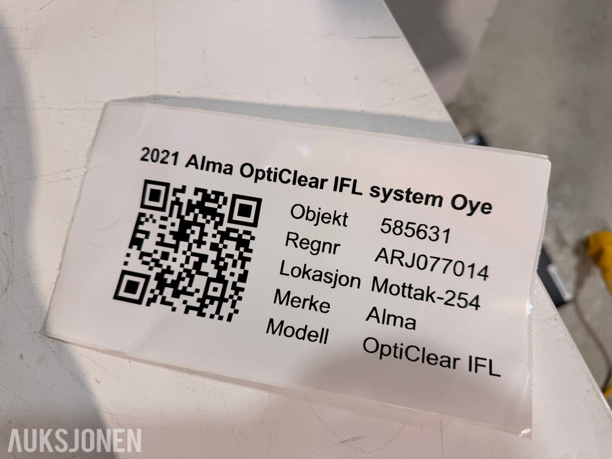 2020 Alma OptiClear IFL laser – komplett system med tilbehør