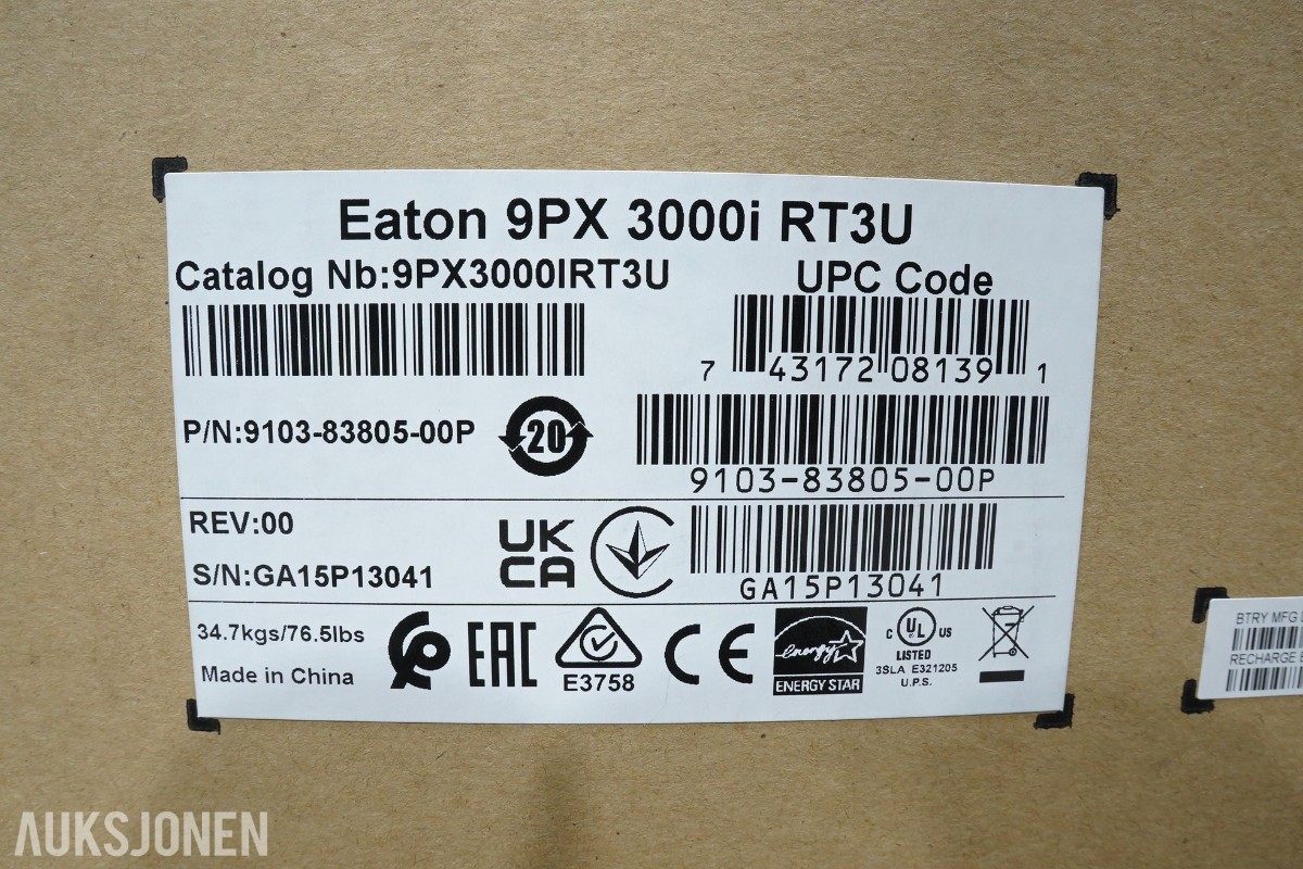 2022 Eaton 9PX 3000i RT3U UPS 3000VA Rack/Tower