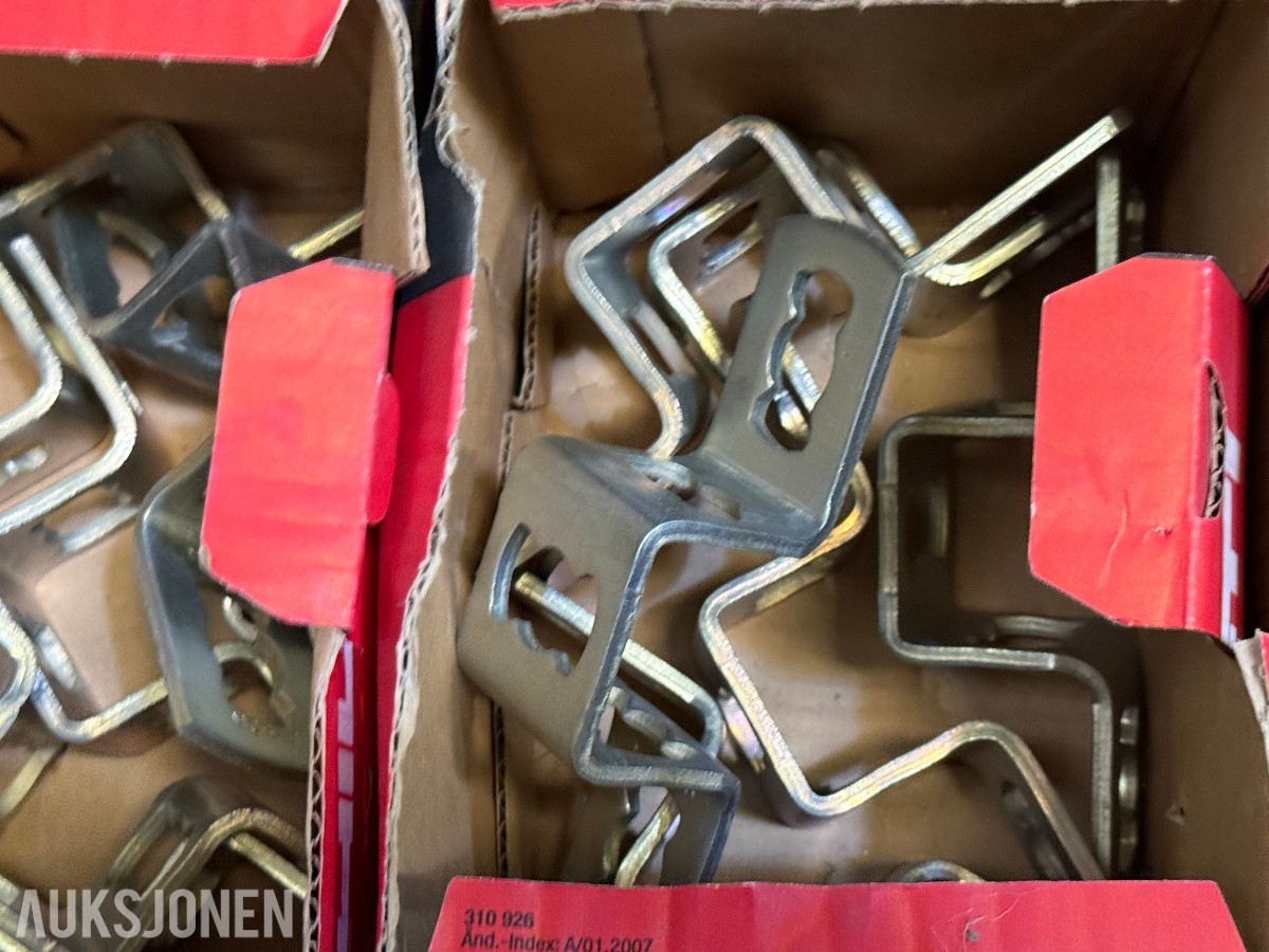 Stort parti festemateriell, skruer og bolter – Fischer, Würth, Hilti