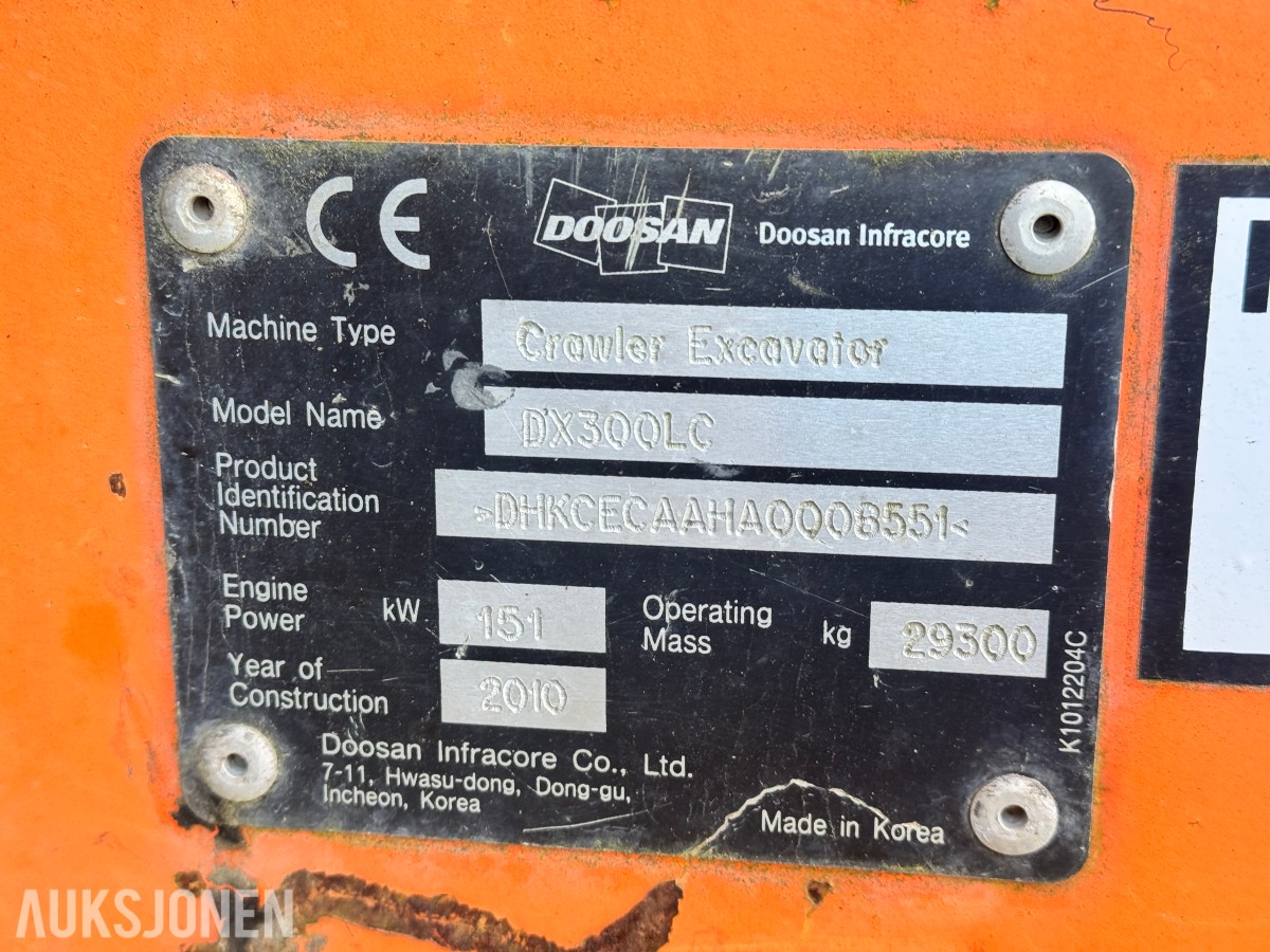 2010 Doosan Gravemaskin DX300LC - 8095 Timer