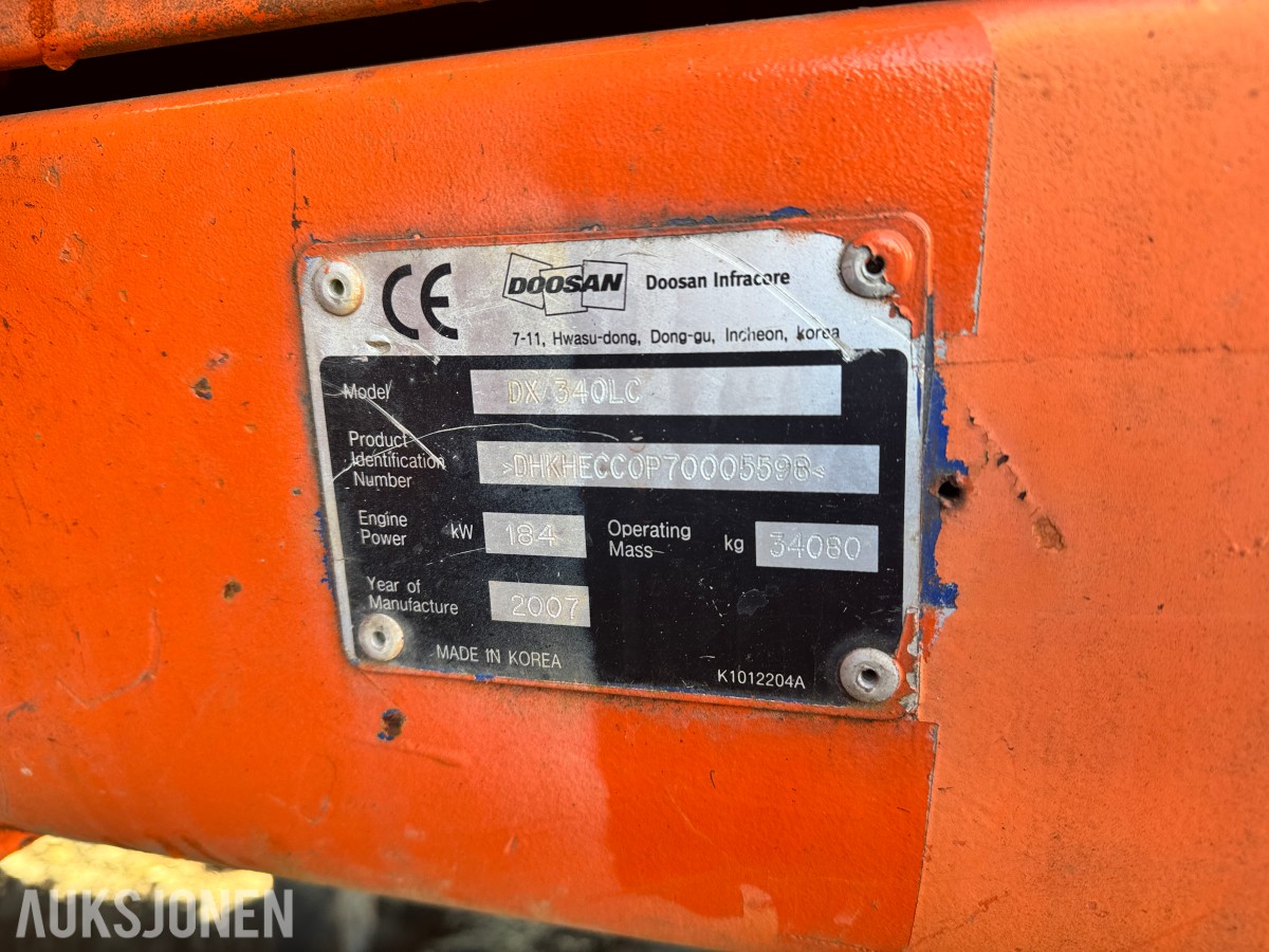 2007 Doosan DX 34OLC Gravemaskin - 11315 Timer